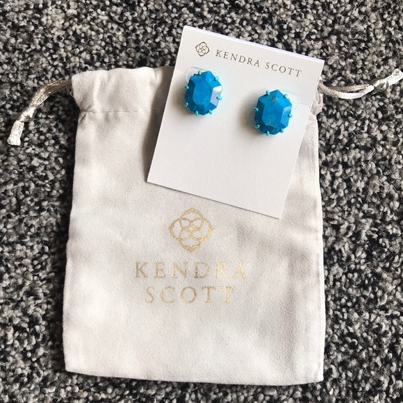 Kendra Scott Matte Blue Aqua Morgan Earrings - Picture 1 of 7